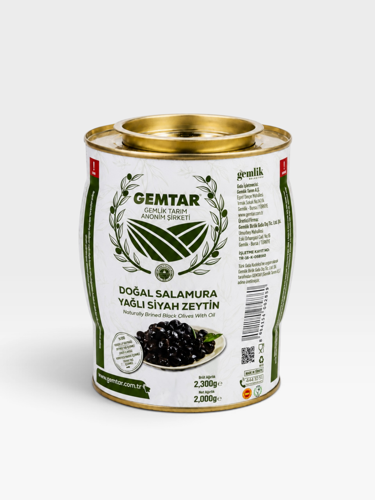 Gemtar Gemlik Salamura Siyah Zeytin 2 Kg