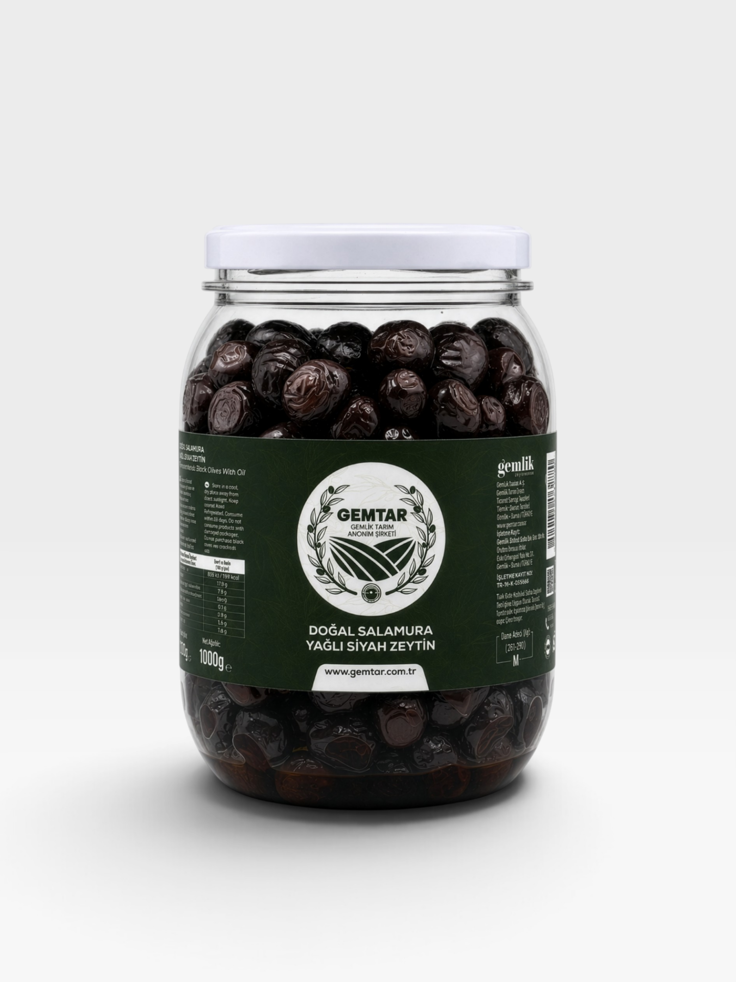 Gemtar Gemlik Salamura Siyah Zeytin 1 Kg (261-290 Kalibre)